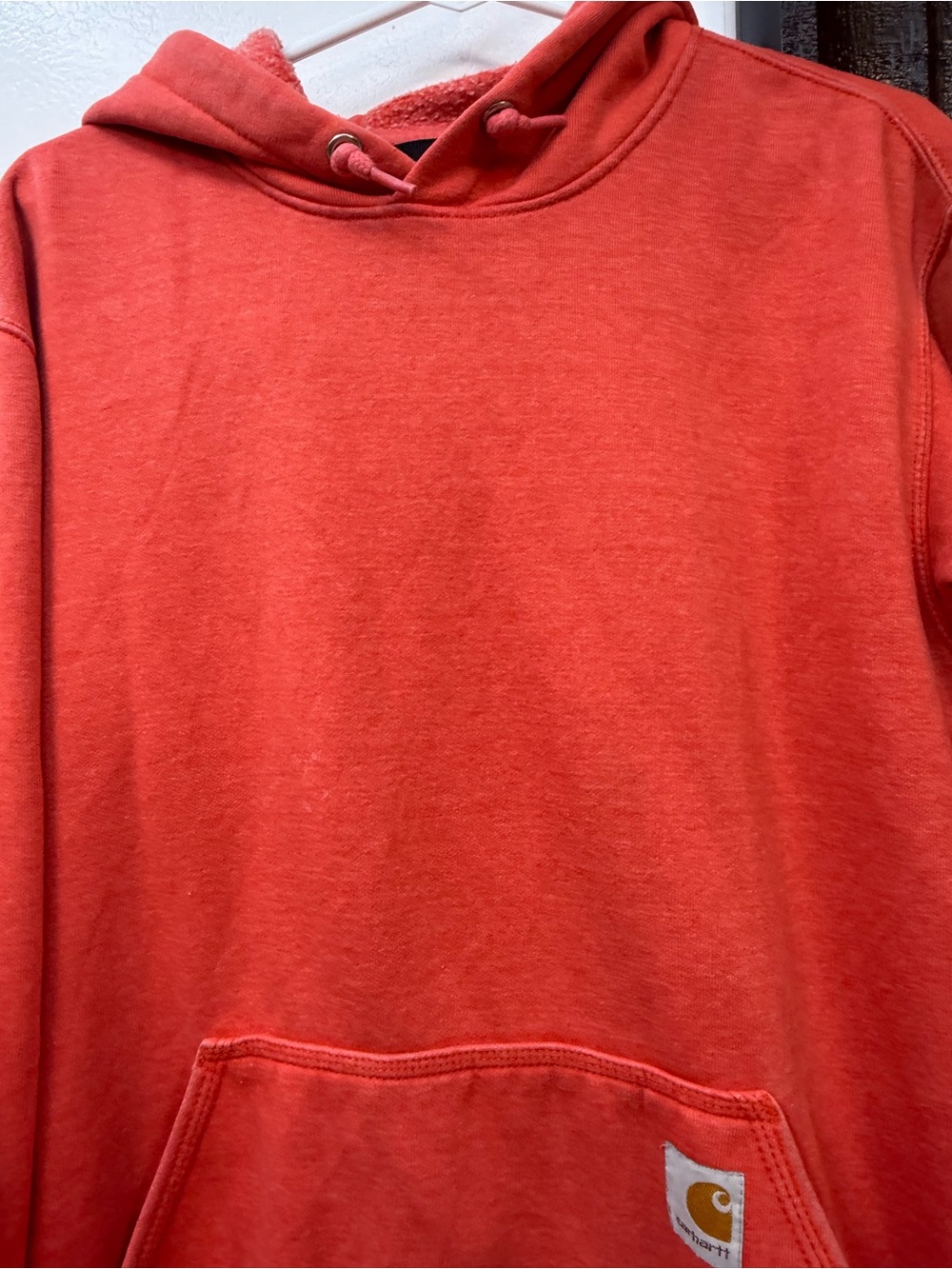 Carhartt Red Pullover Hoodie with Sleeve Logo - Picture 4 of 6